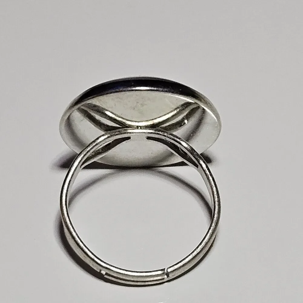 Silver Tone Carbochon Pastel Pink Blue Purple Unicorn Adjustable Ring